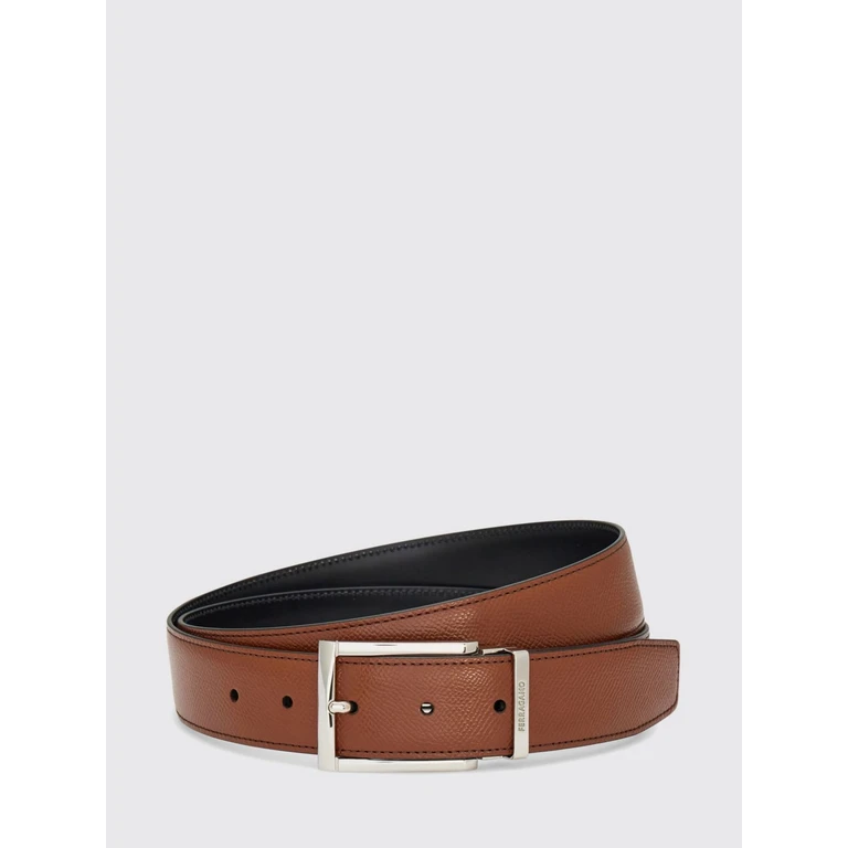 Reversible Belt in Grained and Smooth Calfskin Leather (679497764151032)