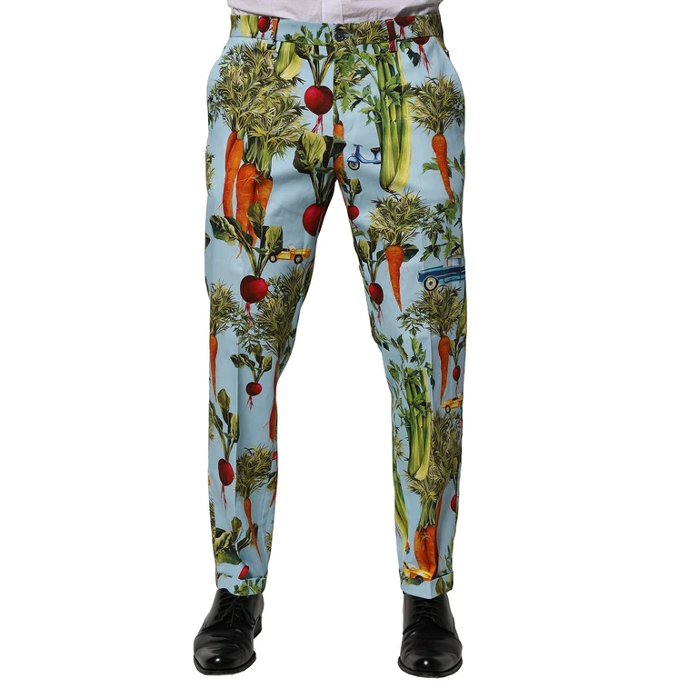 Dolce & Gabbana Multicolor Cotton Tapered Men Pants Elastane - Men