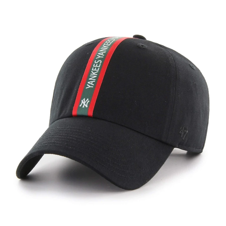 Men's Ny Yankees Triple Stripe Clean Up Strapback Black/Green/Red