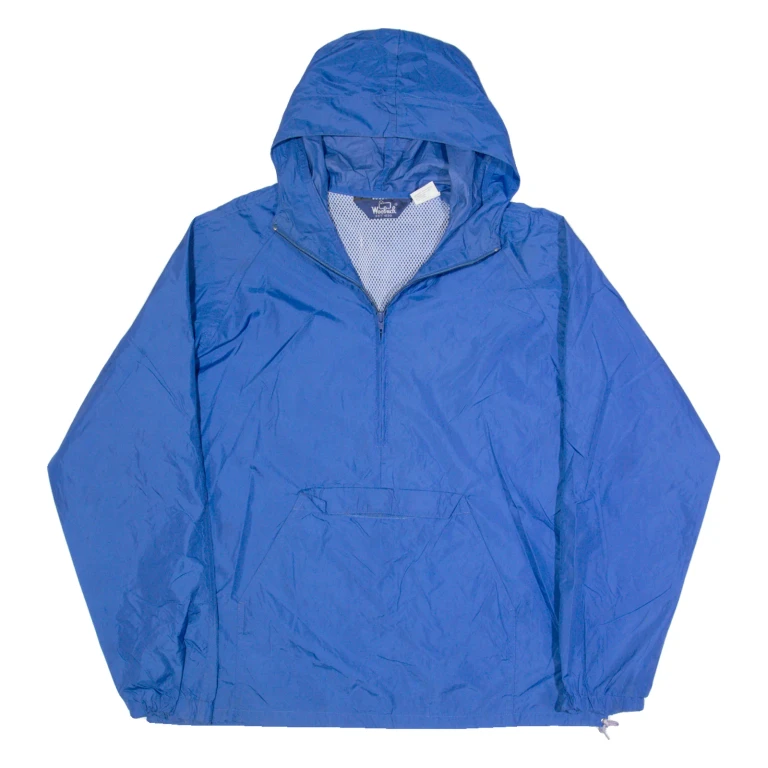 WOOLRICH Mesh Lined Mens Anorak Jacket Blue 90s Hooded M