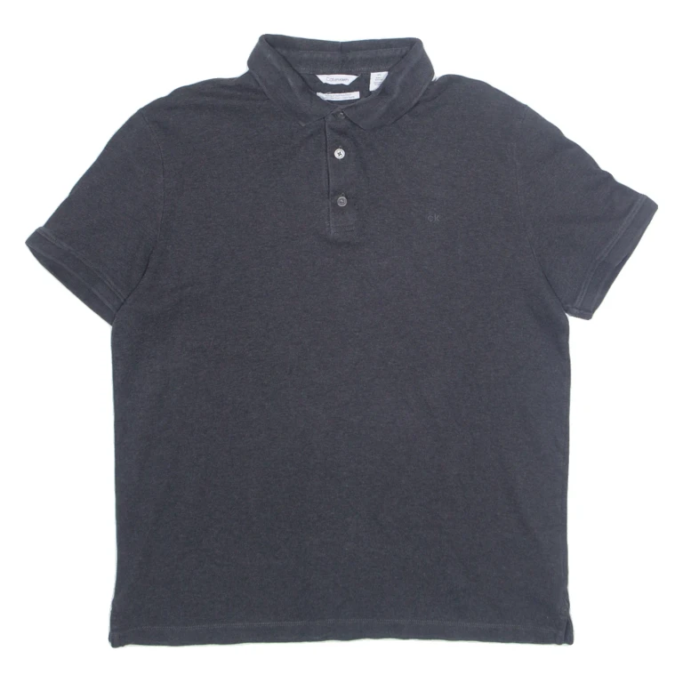 CALVIN KLEIN Slim Fit Soft Touch Mens Polo Shirt Grey L