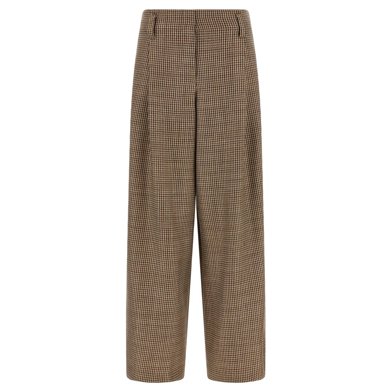 Brunello Cucinelli Brown Virgin Wool Flared Pants - Women