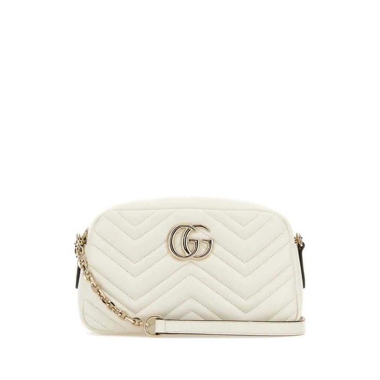 White Leather Gg Marmont Crossbody Bag Dustywhite Borse A Tracolla