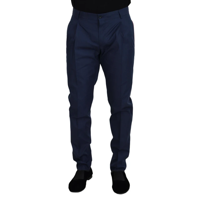 Blue Cotton Chino Formal Pants Silk - Men