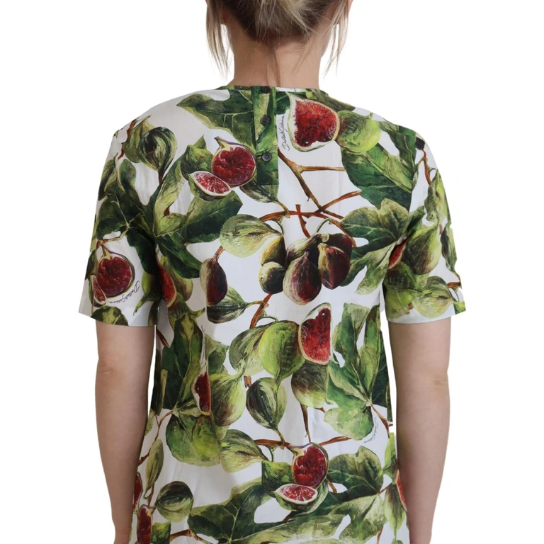 Dolce & Gabbana Crew-Neck Cotton Top Blouse Fruit T-Shirt - Women