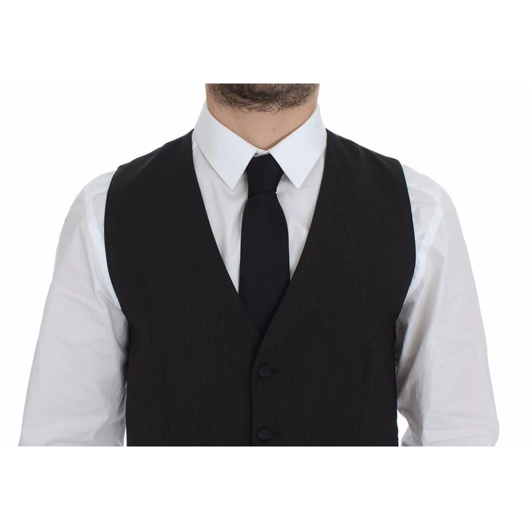 Dolce & Gabbana Gray Wool Stretch Dress Vest Blazer Polyester - Men
