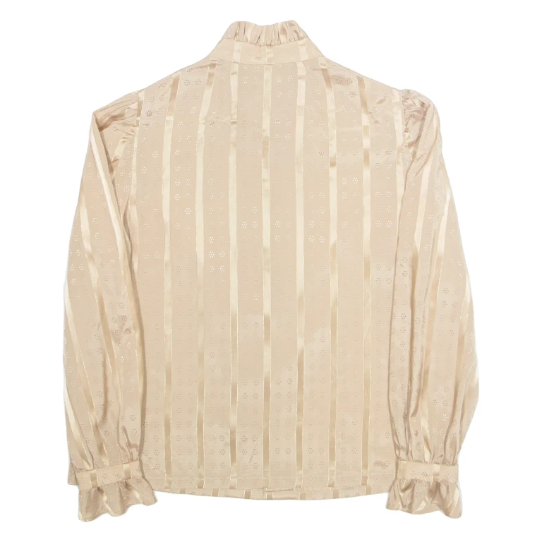 Womens Printed Blouse Brown High Neck Long Sleeve Striped M