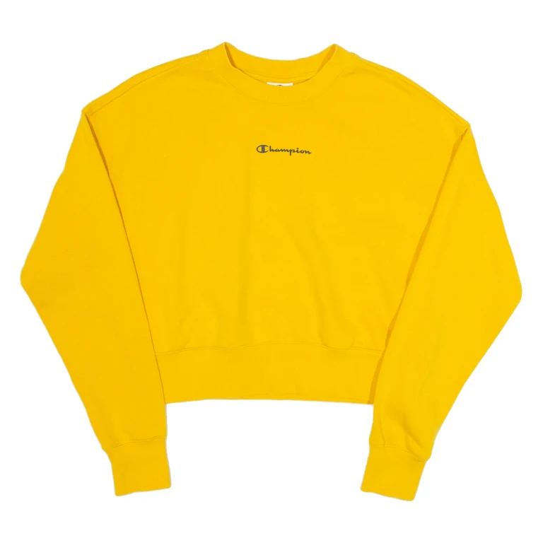 CHAMPION Cropped Womens Sweatshirt Yellow XS