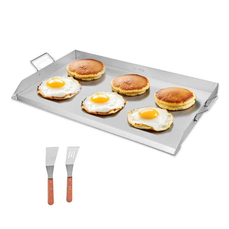36x22 in Flat Top Griddle Stainless Steel Universal BBQ Grill Pan Cookware - Silver