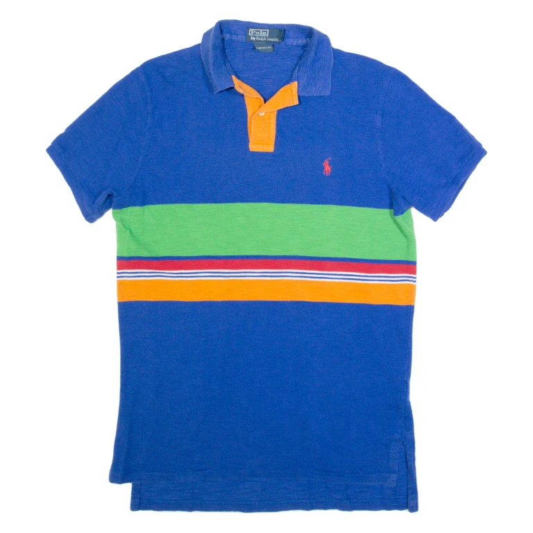 POLO RALPH LAUREN Mens Polo Shirt Blue Striped M