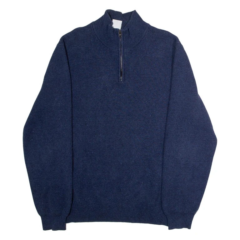 DIESEL Mens Heavy Knit Jumper Blue 1/4 Zip Tight Knit 2XL