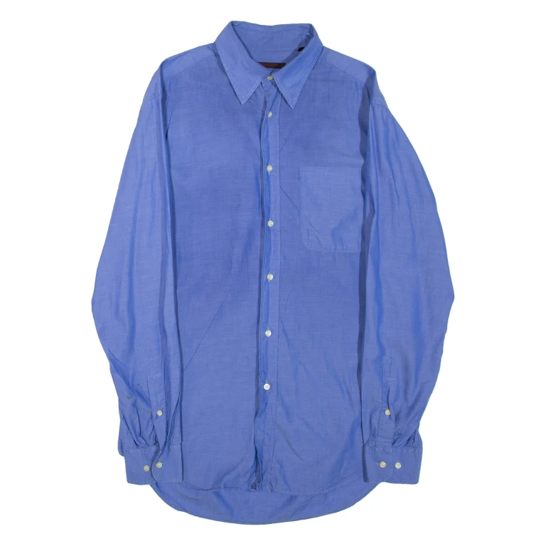 VALENTINO Mens Plain Shirt Blue Long Sleeve S