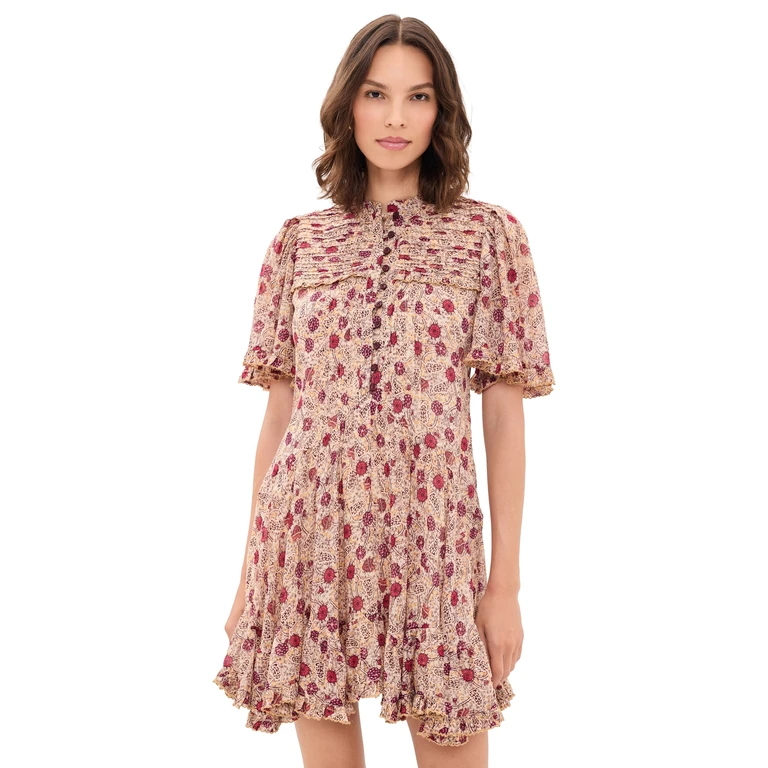 Isabel Marant Étoile Daynia Dress Ecru/Raspberry 44