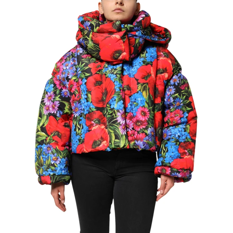 Dolce & Gabbana Multicolor Floral Hooded Puffer Coat Jacket Polyester Clothing - Women