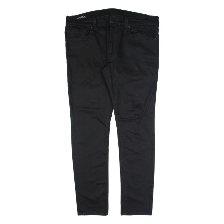 TRUE RELIGION Rocco Mens Trousers Black Relaxed Skinny W38 L34
