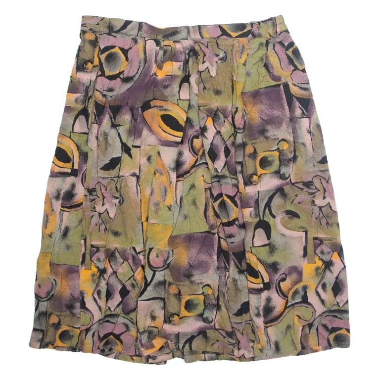 Womens A-Line Skirt Purple Knee Length 90s Crazy Pattern L