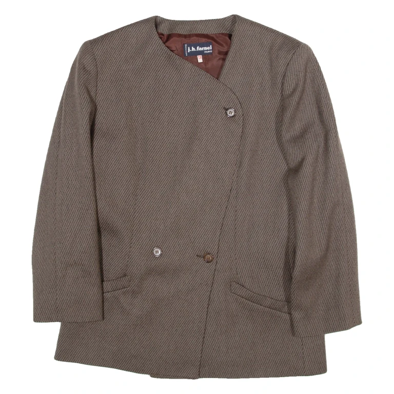 J.H.FARNELL Womens Blazer Coat Brown Wool Striped M