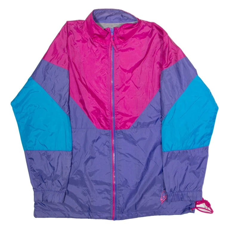 NORTHERN GETAWAY Mens Shell Jacket Purple Nylon 90s Colourblock L