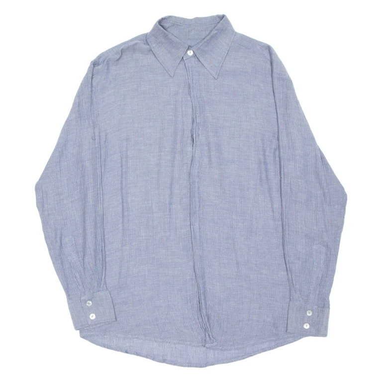 BLISS Mens Plain Shirt Blue Long Sleeve M