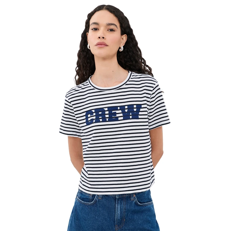 Sunny Somewhere Crew Stripe Tee Navy Stripe L