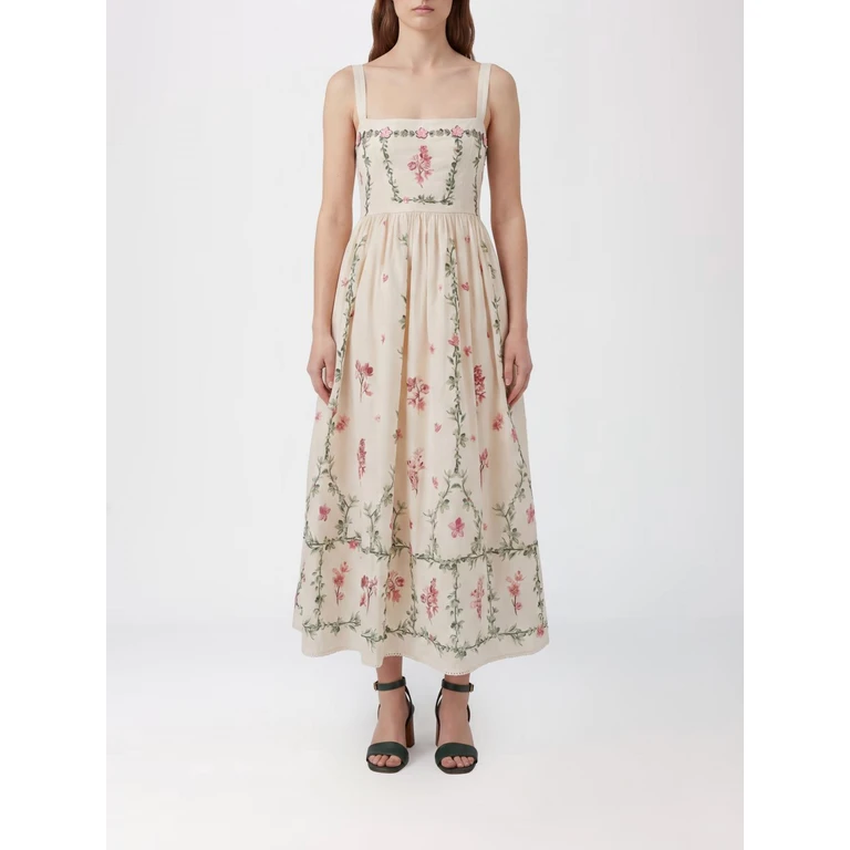 Barbara Cauca Ethnic Print Cotton Midi Dress (20858MULTICOLOR)