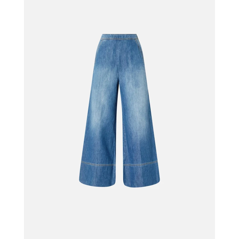 Pinko - Jean palazzo en denim de lin mélangé - 42
