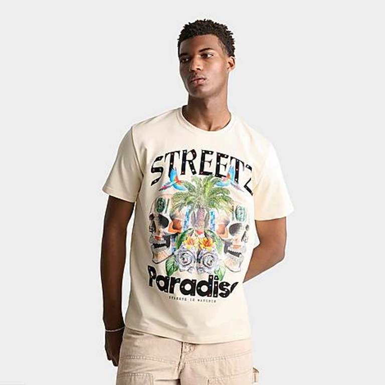 Men's Streetz Paradise T-Shirt in Cream Size: Small