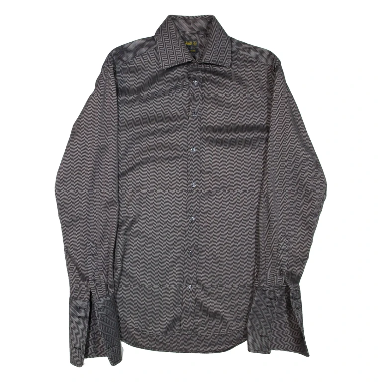 TED BAKER Endurance Mens Formal Shirt Grey Chevron Long Sleeve M