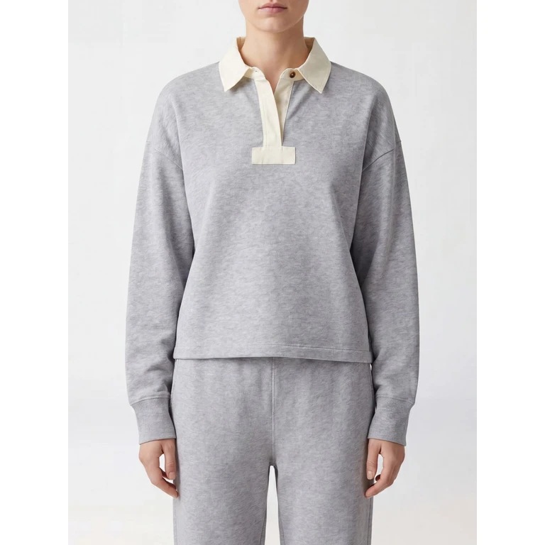Long-Sleeved Cotton-Blend Polo Shirt with Dropped Shoulders (RE9826ST3VWHTHRG)