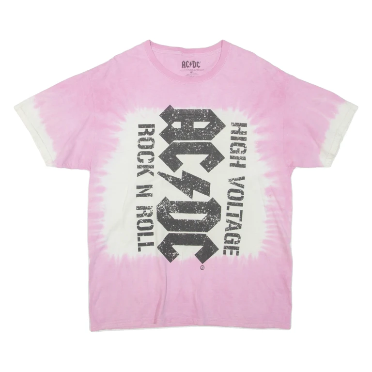 ACDC Womens Band T-Shirt Pink Crew Neck L
