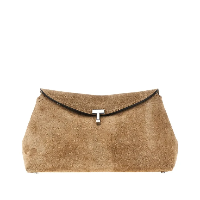 Suede leather 'T-Lock' clutch Woman One Size