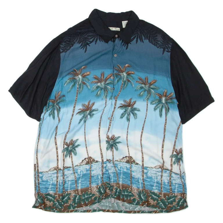 BATIK BAY Mens Hawaiian Shirt Black Floral XL