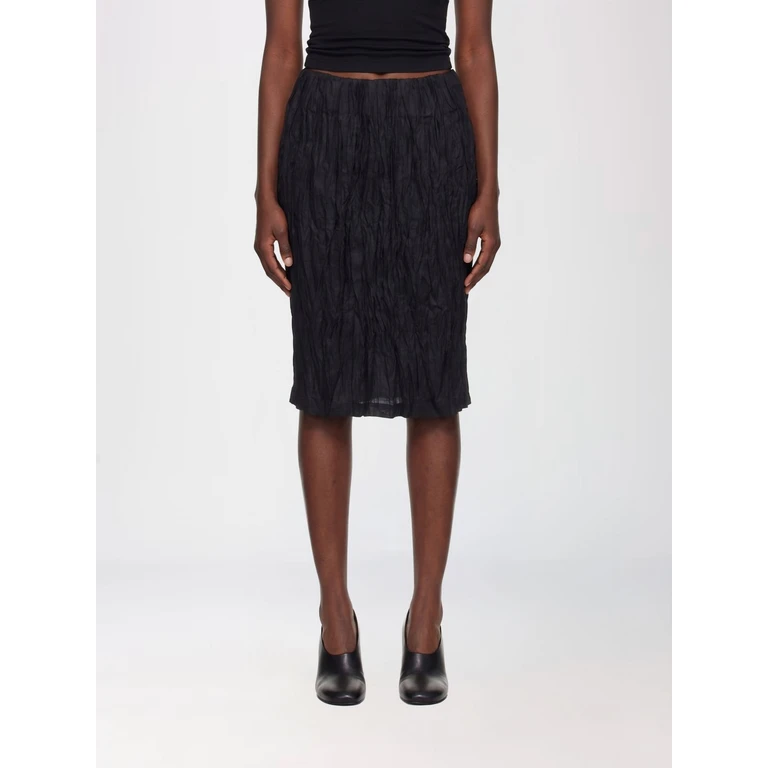 High-Waisted Crinkled Linen Midi Pencil Skirt (262WRB0386FB0652001)