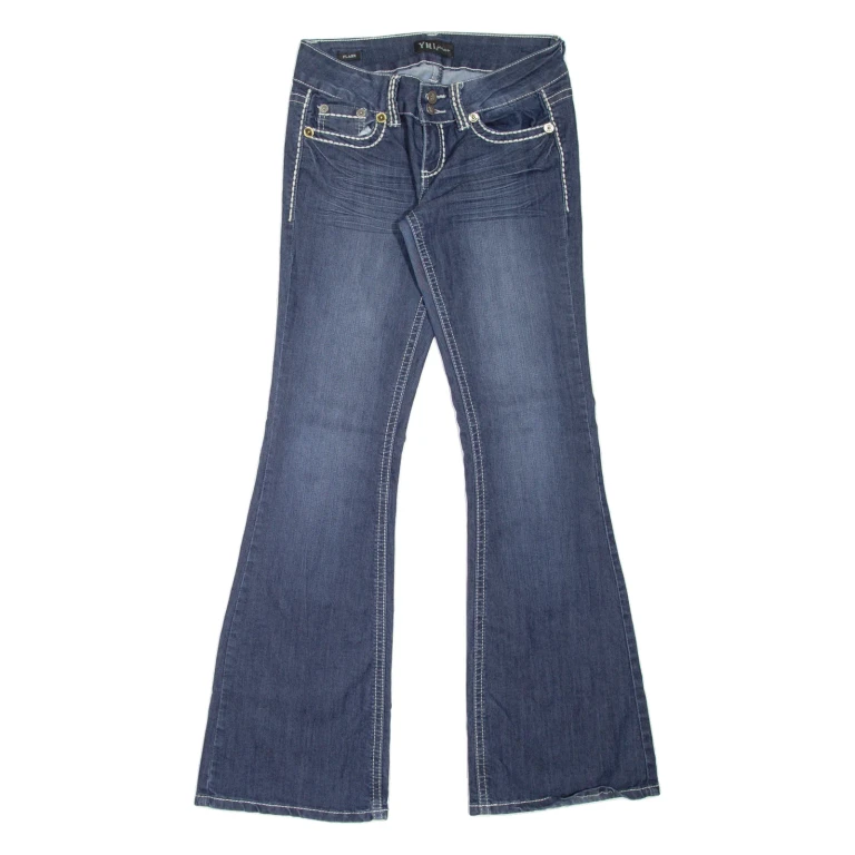 YMI Womens Jeans Blue Regular Flared Stone Wash W28 L34