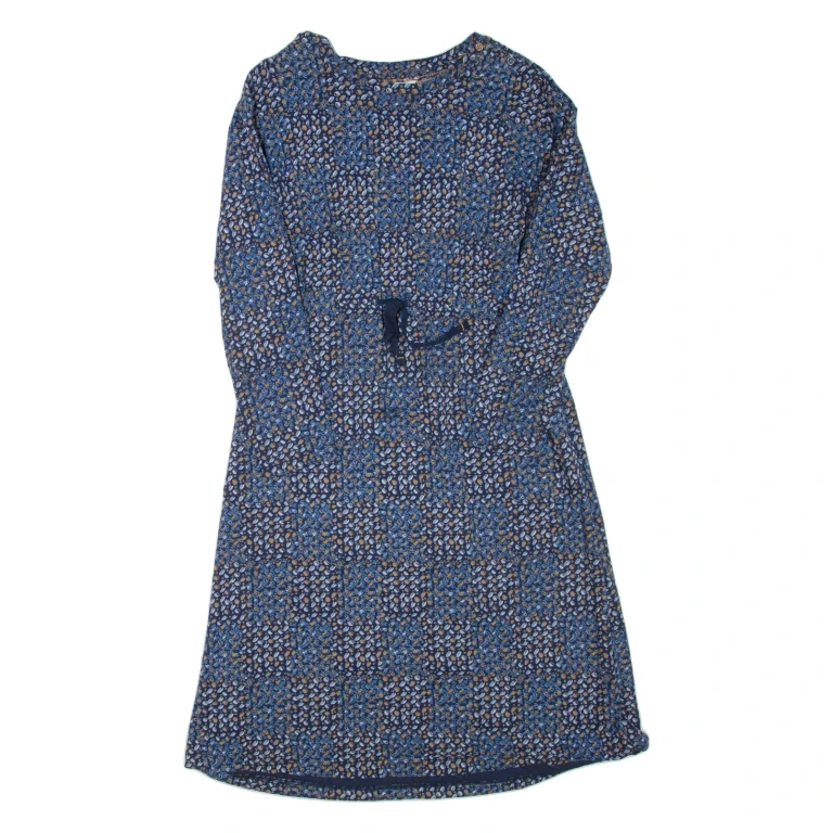 WHITE STUFF Womens Day Dress Blue Viscose Floral Long Sleeve Knee Length UK 8