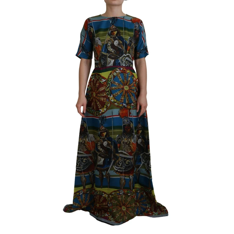 Dolce & Gabbana Multicolor Sicily Silk A-Line Long Gown Dress - Women