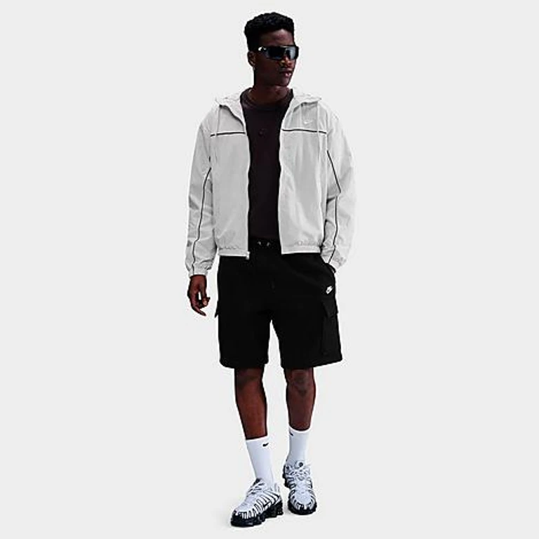 Nike Men's Club Fleece Cargo Shorts in Black/White Size: S Tall