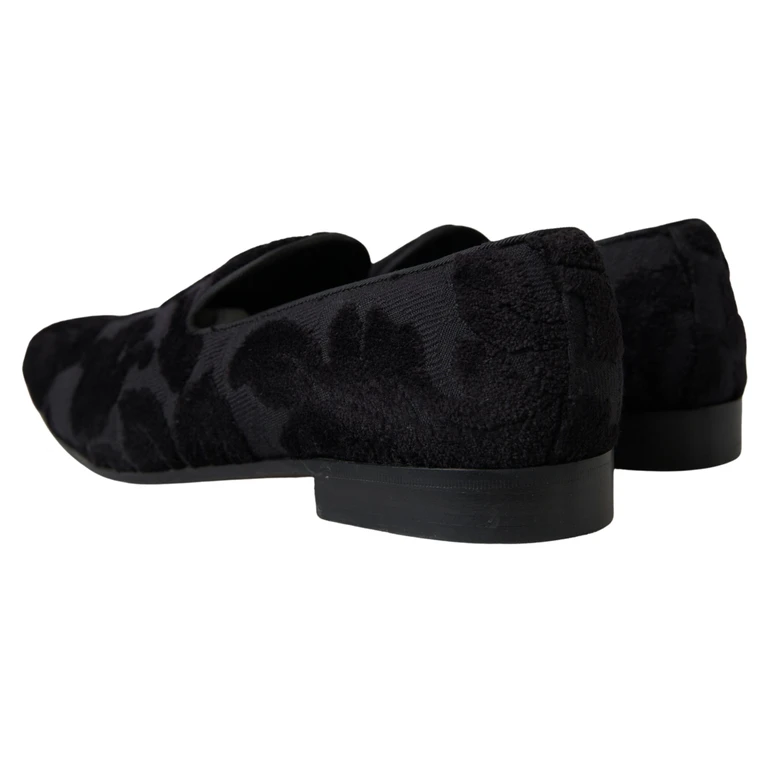 Dolce & Gabbana Black Brocade Loafers Formal Shoes - Men