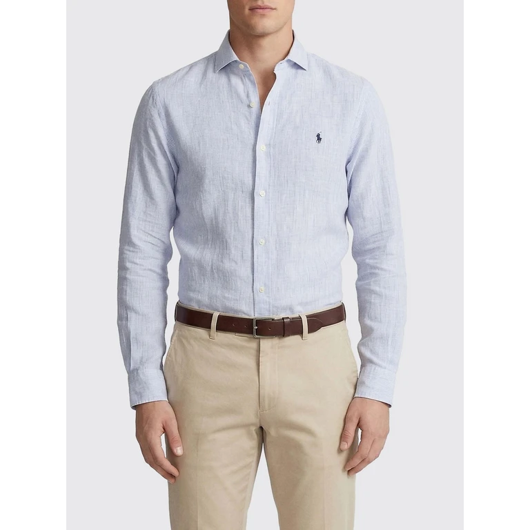 Striped Logo Linen Shirt (710B16697001)