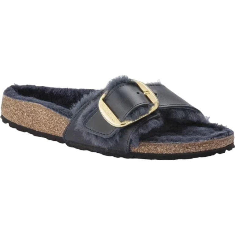 Unisex Madrid Big Buckle Shearling Natural Leather Midnight