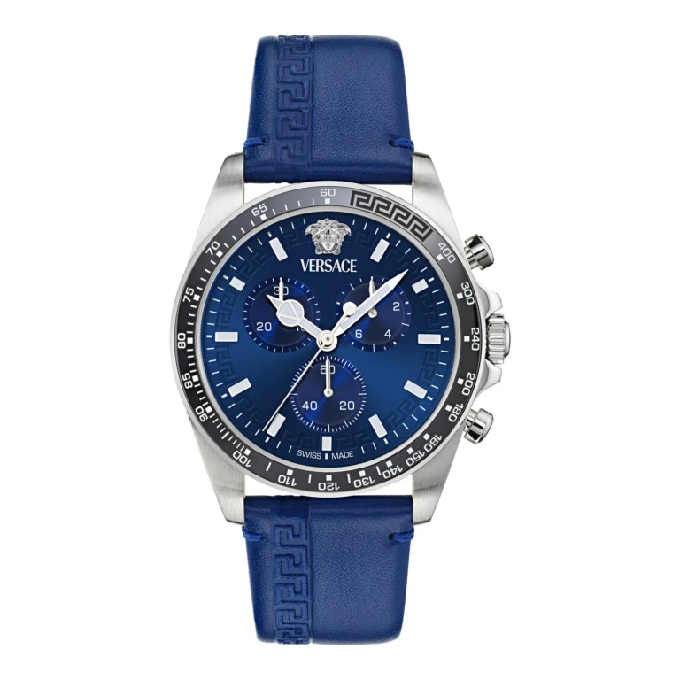 Greca Chrono Wave Leather Watch