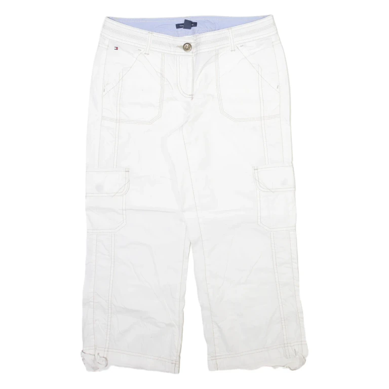 TOMMY HILFIGER Three Quarters Womens Trousers White Regular Straight W30 L22