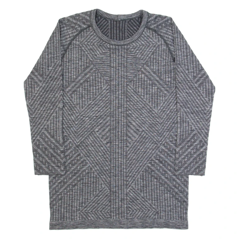 LULULEMON Womens Sports Top Grey Long Sleeve Chevron M