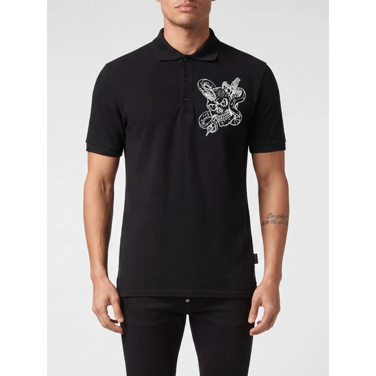 Short-Sleeve Cotton Polo Shirt with All-Over Monogram Print (AACCMTK6566PTE003N02)