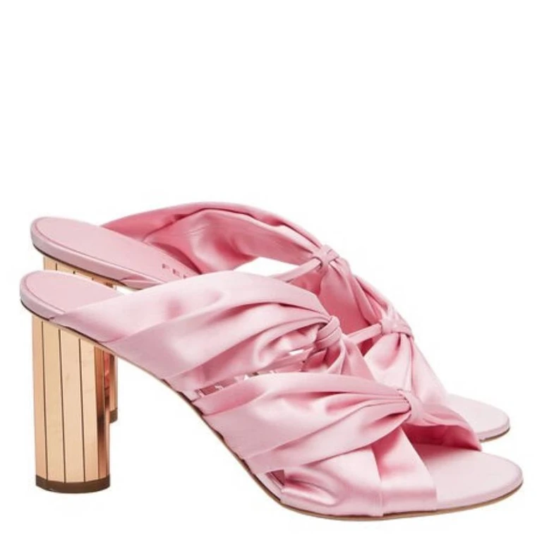 Ferragamo Sabina Mirrored Heel Satin Sandals, Size 7 C (01F435 763567)