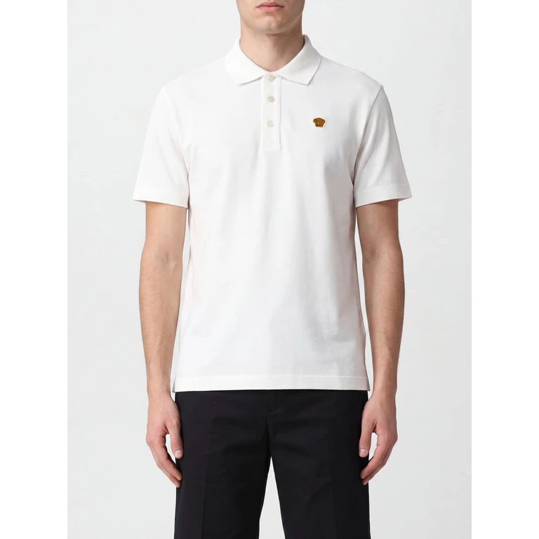 Medusa Logo Cotton Polo Shirt with Ribbed Collar (10139061A156941W000)