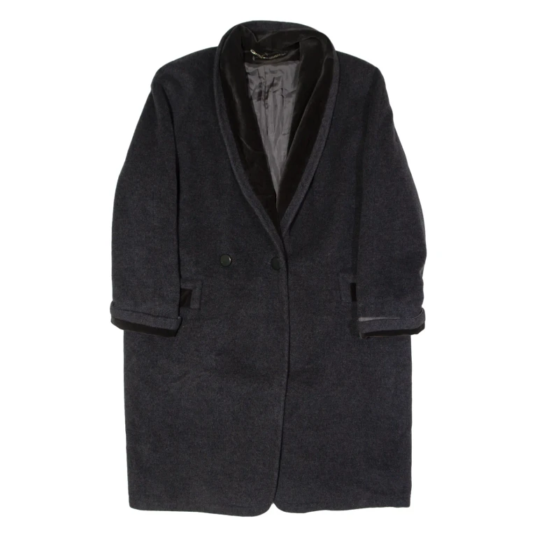 GOLDIX Womens Overcoat Coat Grey Flannel Wool 90s UK 10