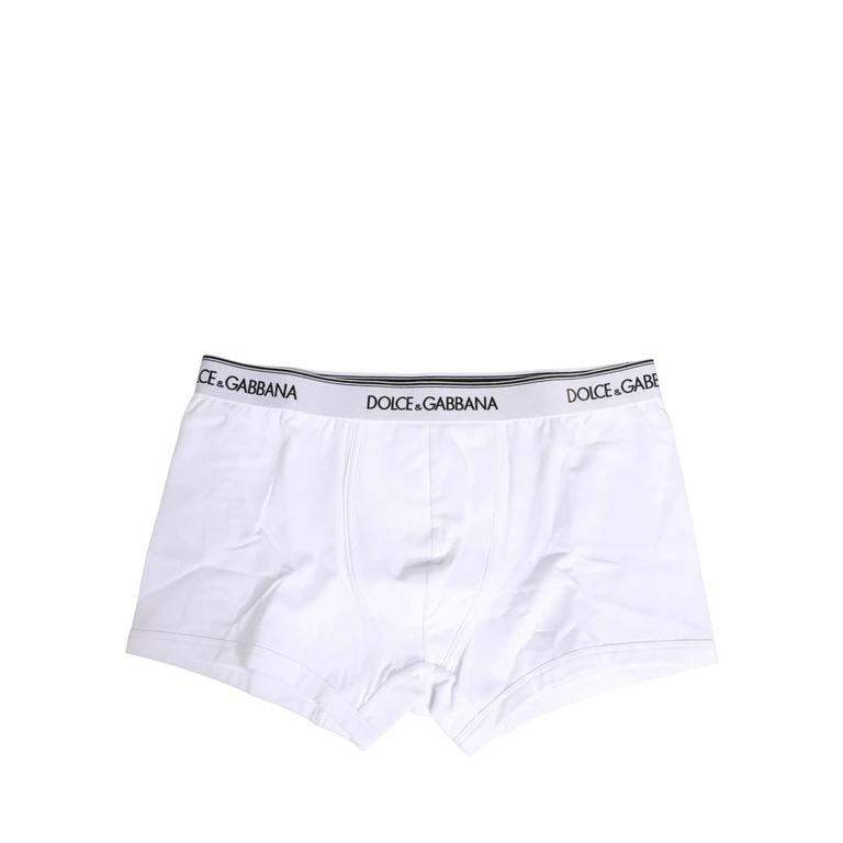 Dolce & Gabbana White Logo Waistband Cotton Boxer Underwear Elastane Clothing - Men