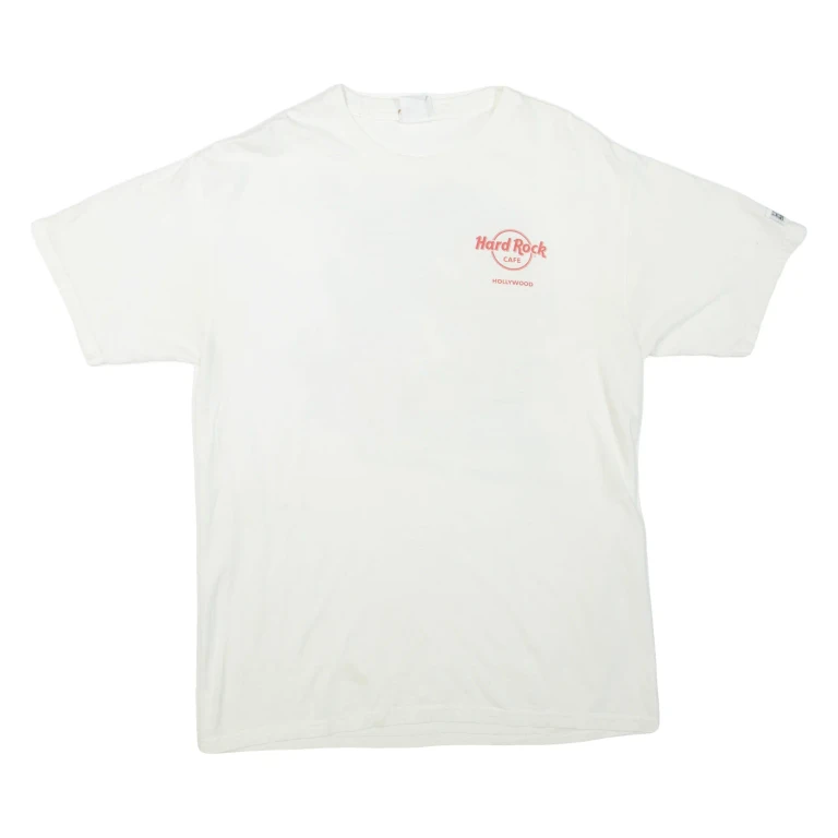 HARD ROCK CAFE Hollywood Mens T-Shirt White USA M