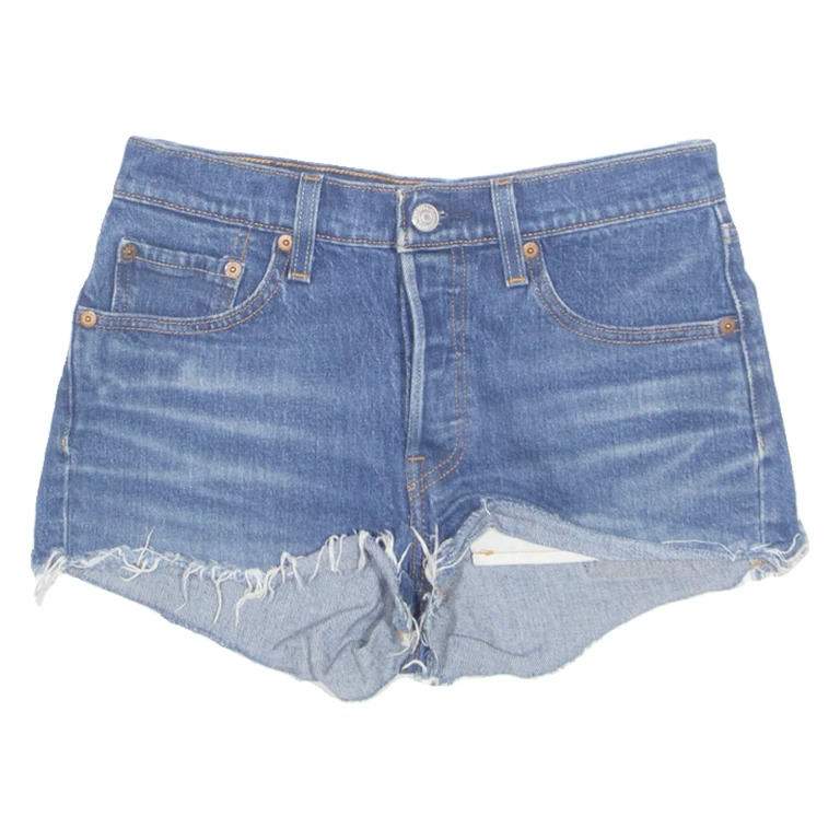 LEVI'S Cut Off 501 Womens Denim Shorts Blue S W27